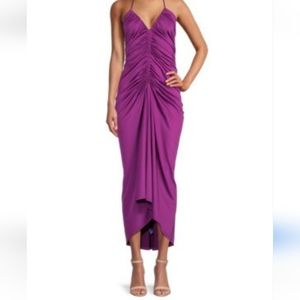 Veronica Beard Saskia Dark Violet Ruched Halter Dress Size 6
